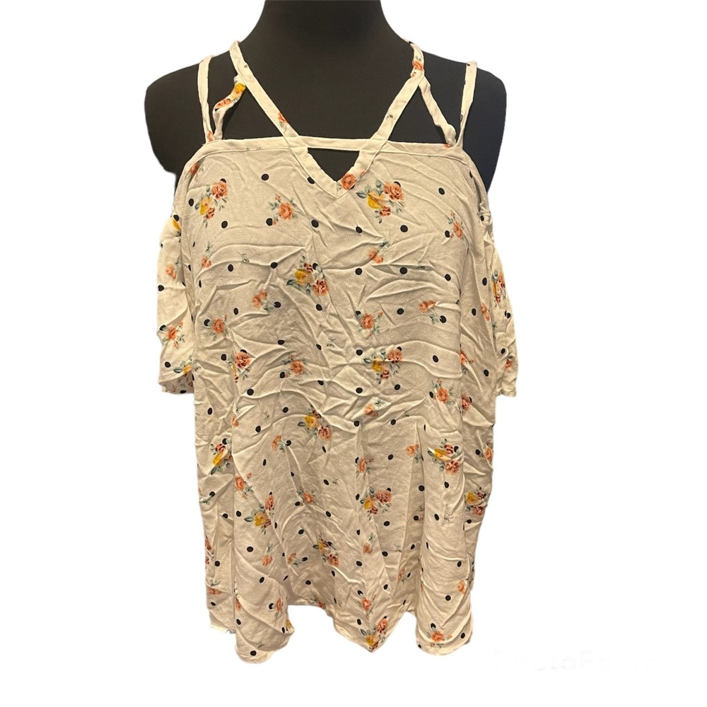 Torrid size 2 (2X) Floral Strappy Open Shoulder Blouse Top Shirt